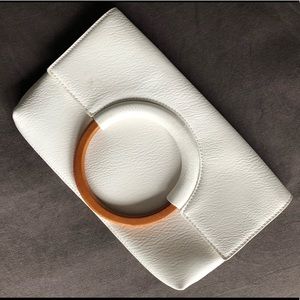 White Clutch with Wood Handle